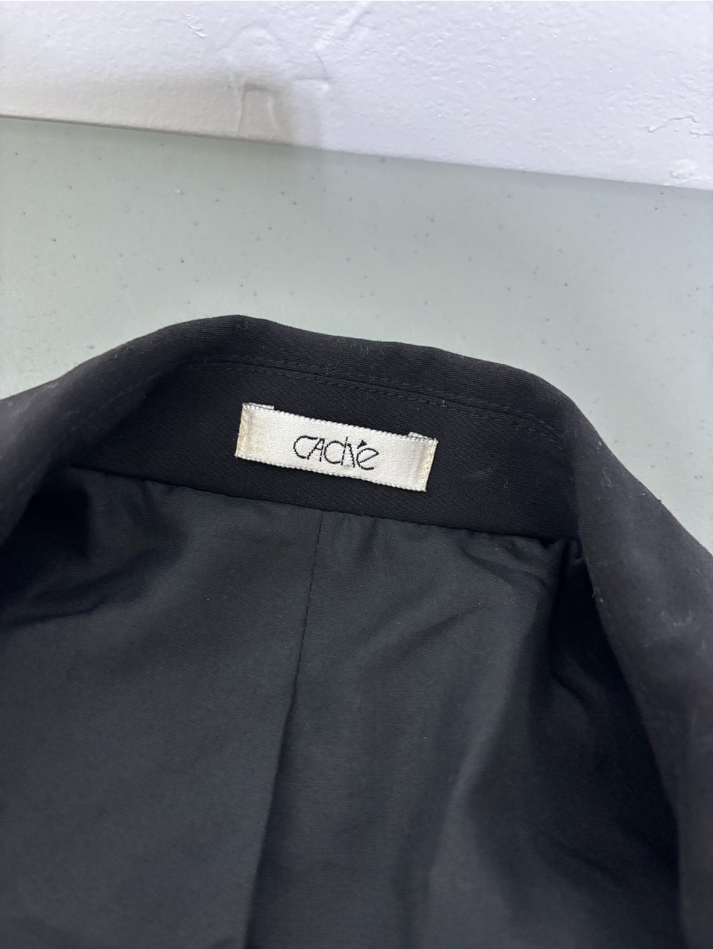 Cache Women's Black Tailored Blazer Pleated Silk Trim Office Career Tuxedo 6 - Picture 6 of 13